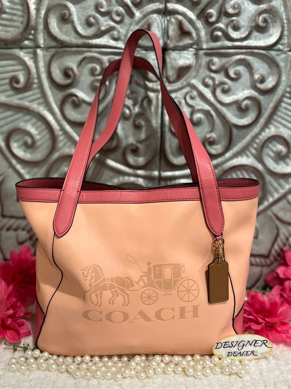 COACH Tote 27 Horse And Carriage Colorblock EUC! C5676